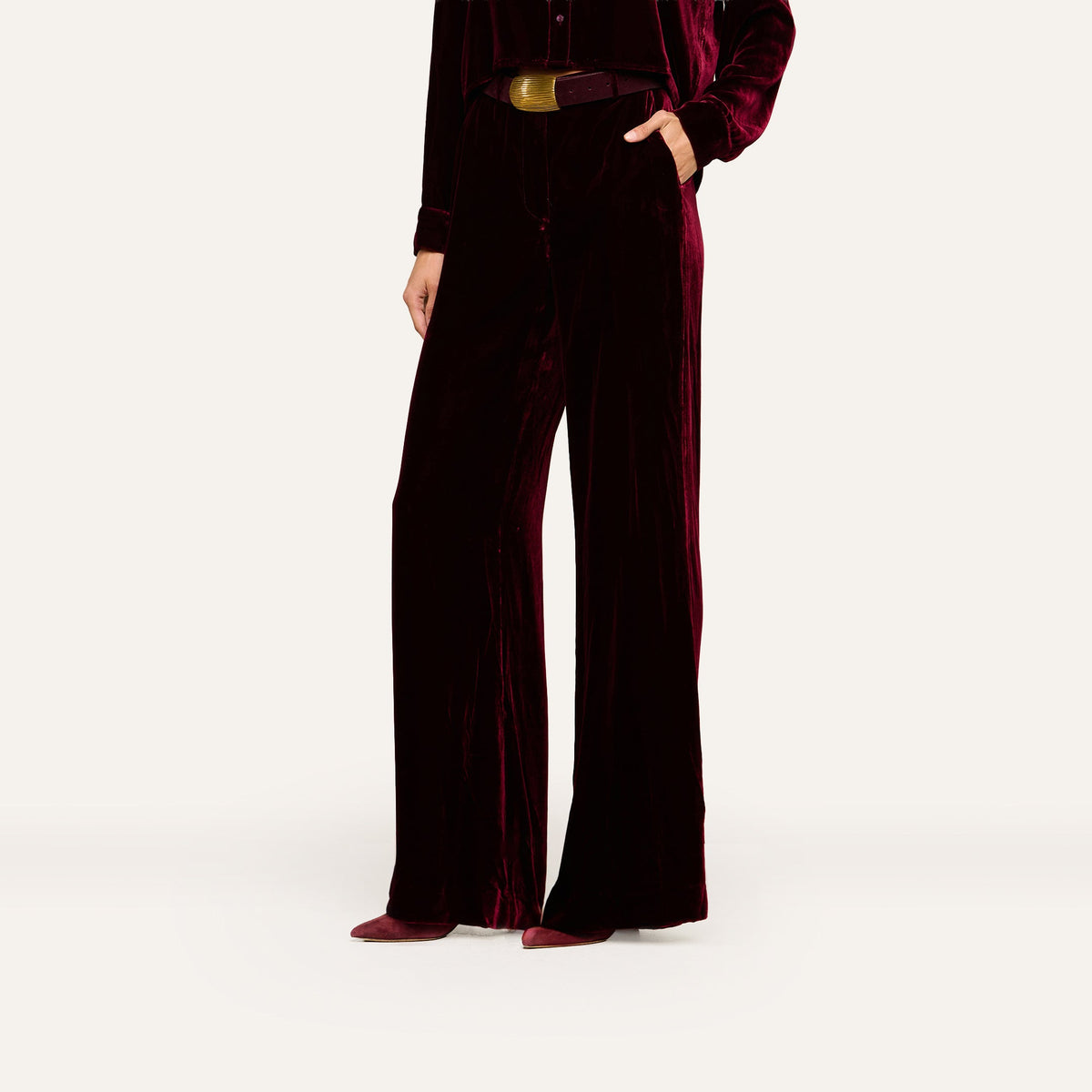 Deep Port Pilar Velvet Wide-Leg Pant