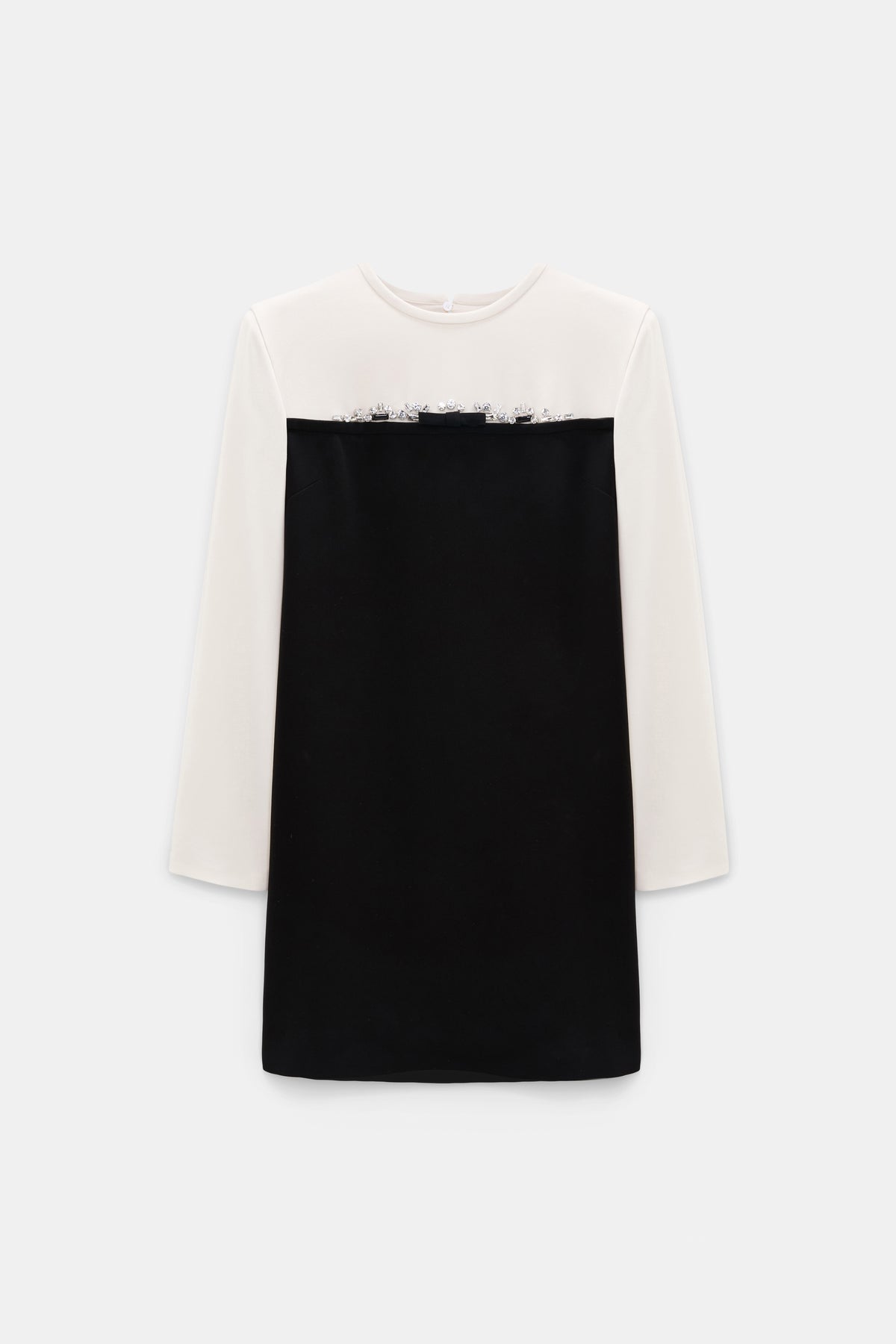 Cream Black Patch Statement Drape Dress