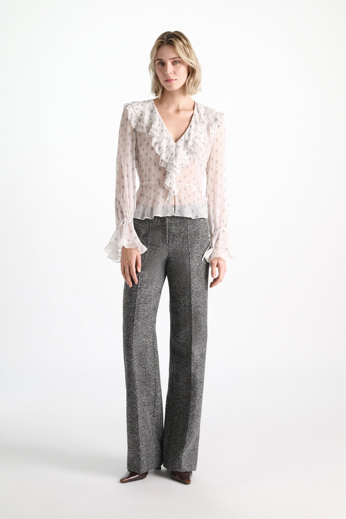Camellia White Sheer Spark Blouse