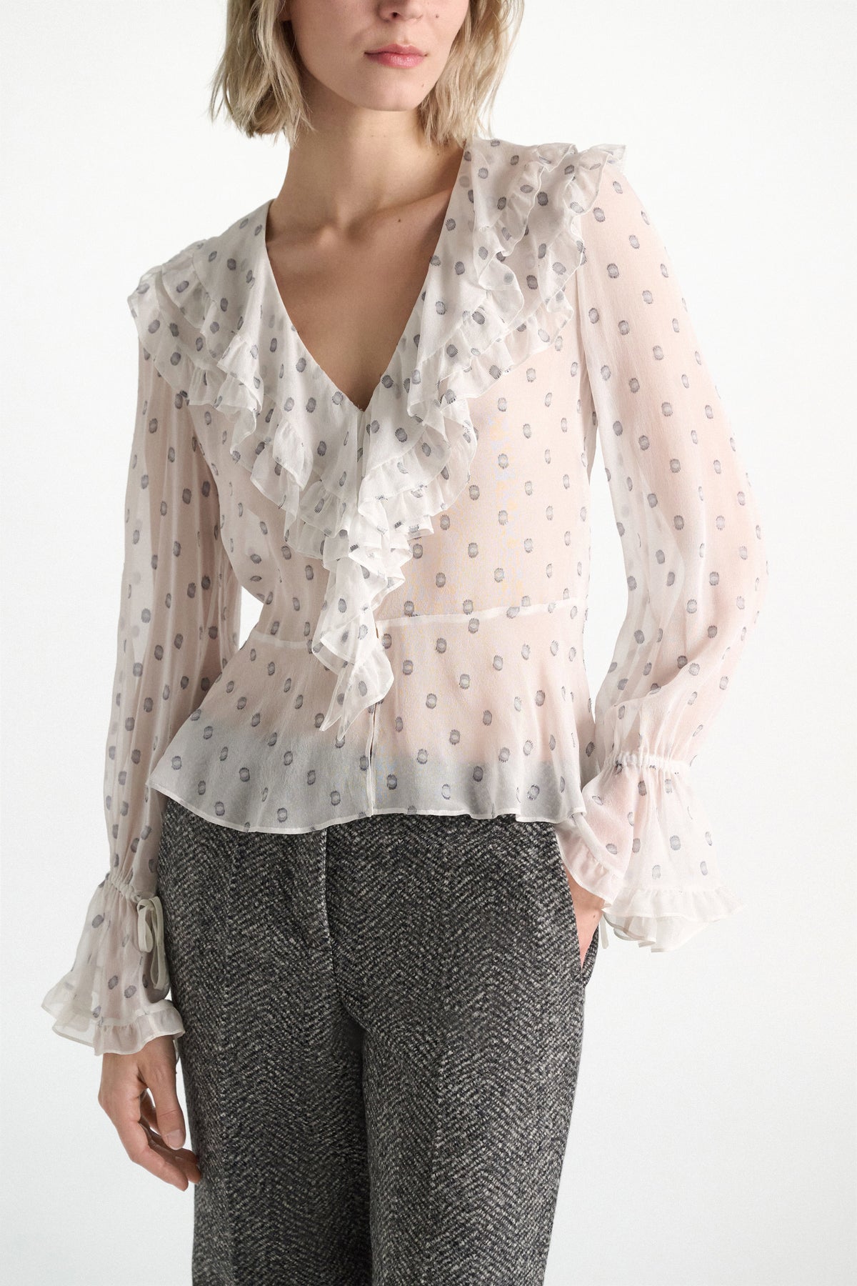 Camellia White Sheer Spark Blouse