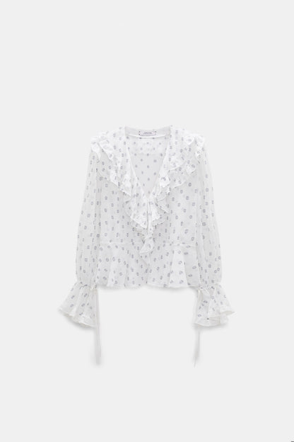 Camellia White Sheer Spark Blouse