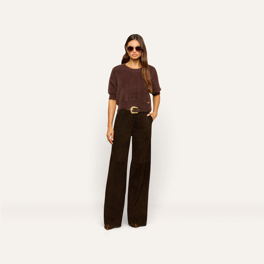 Coffee Bean Livvy Suede Trouser