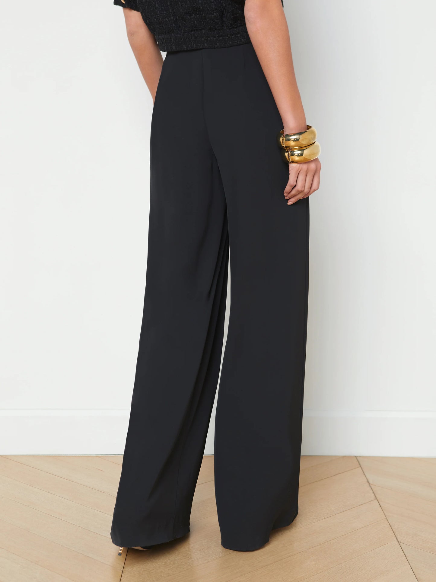 Nova Pleated Wide-Leg Pant Black