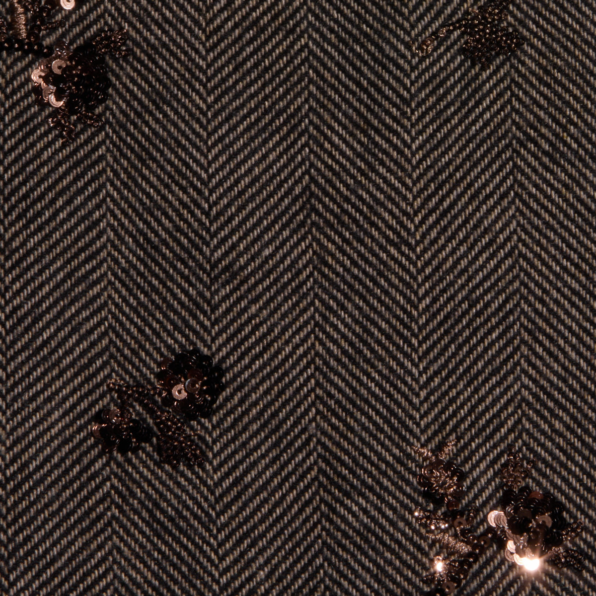Beige Herringbone Allanah Sequined Trouser