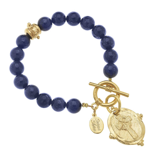 Intaglio Cross Stone Toggle Bracelet