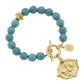 Gold Bee Turquoise Stone Toggle Bracelet