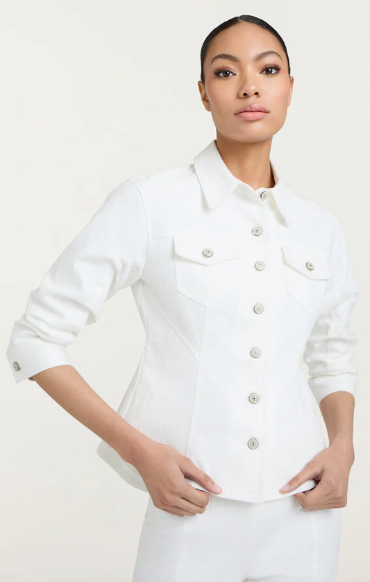 WHITE SCRUNCHED CANYON JEAN JACKET