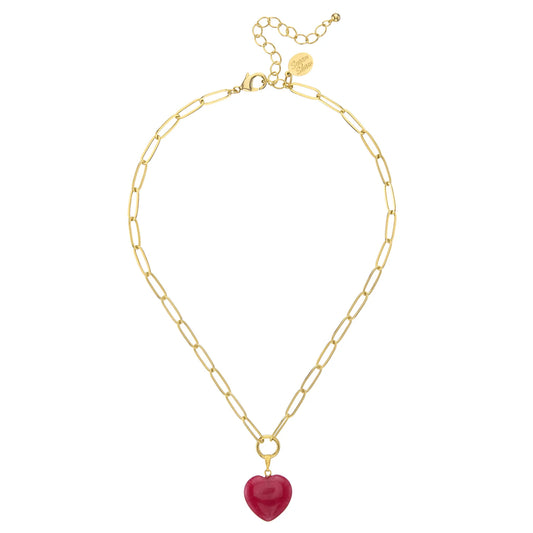 Audrey Heart Necklace - Cherry Red
