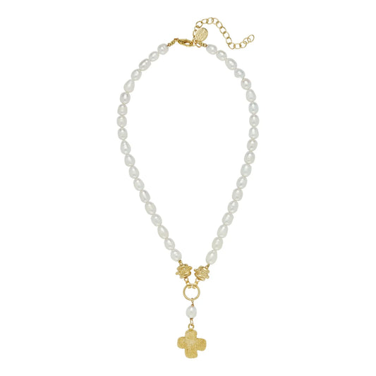 Gold Texas X'S On Freshwater Pearl Necklace