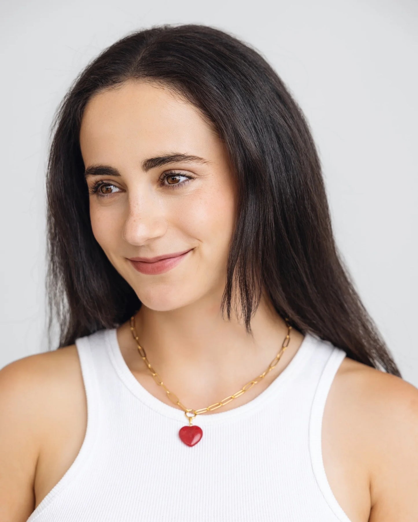 Audrey Heart Necklace - Cherry Red
