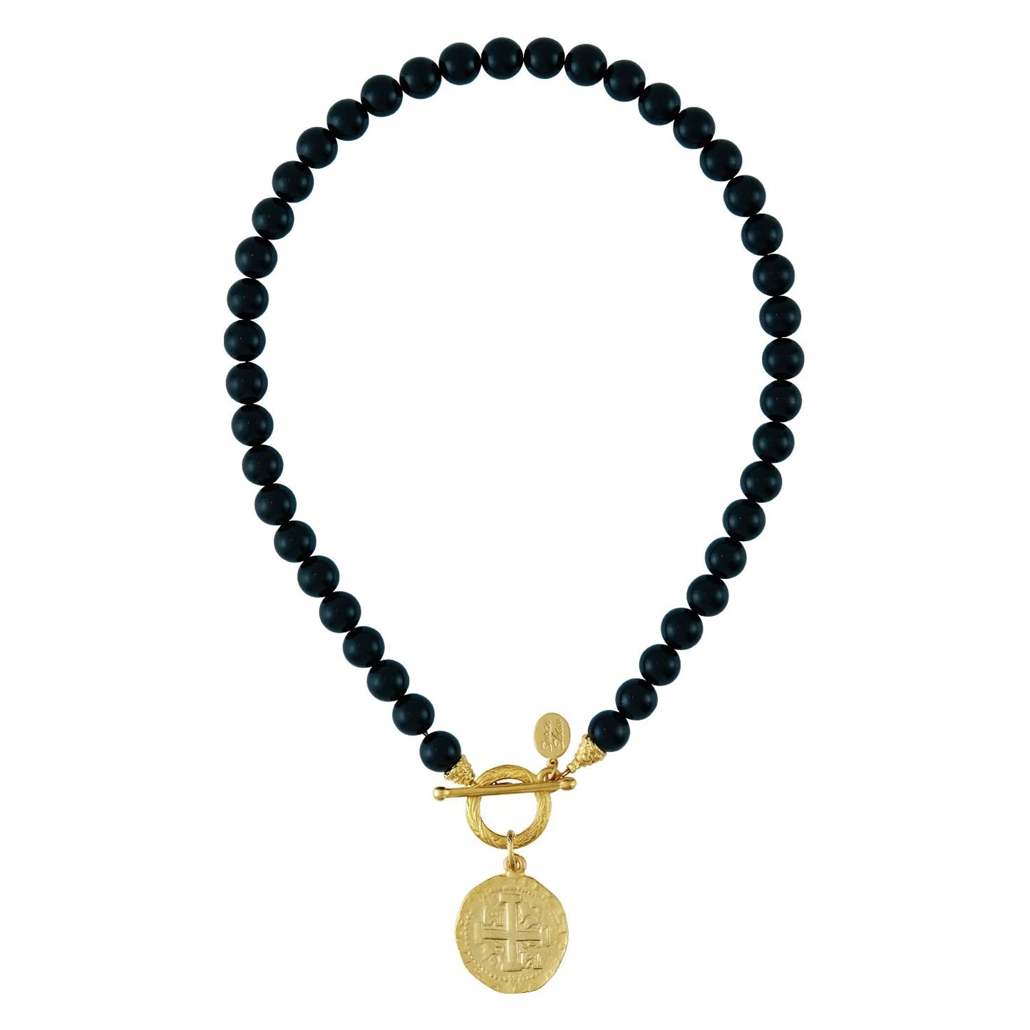 Coin Toggle Onyx Necklace