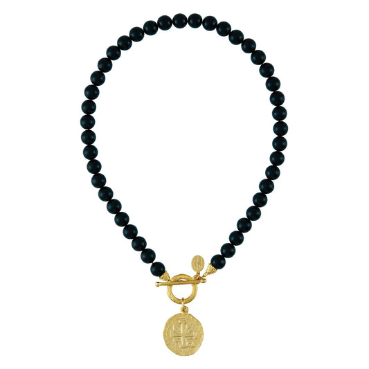 Coin Toggle Onyx Necklace
