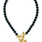 Gold Napolean Bee Coin On Black Onyx Necklace