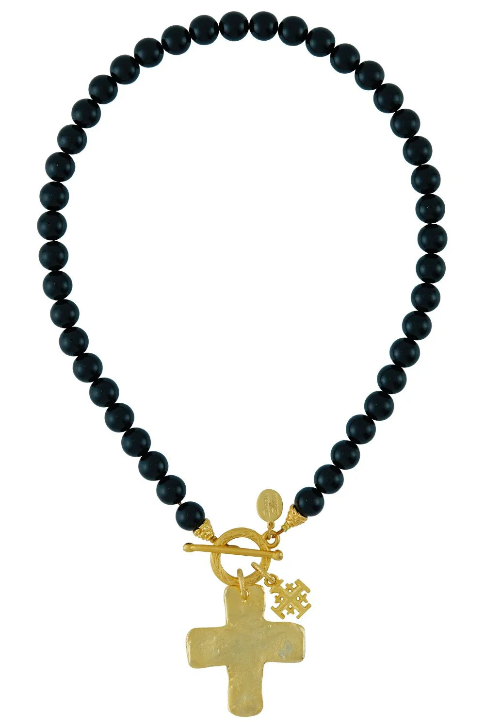 Gold Napolean Bee Coin On Black Onyx Necklace