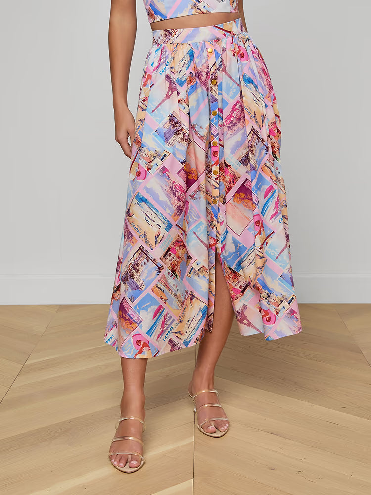 Seina Poplin Midi Skirt