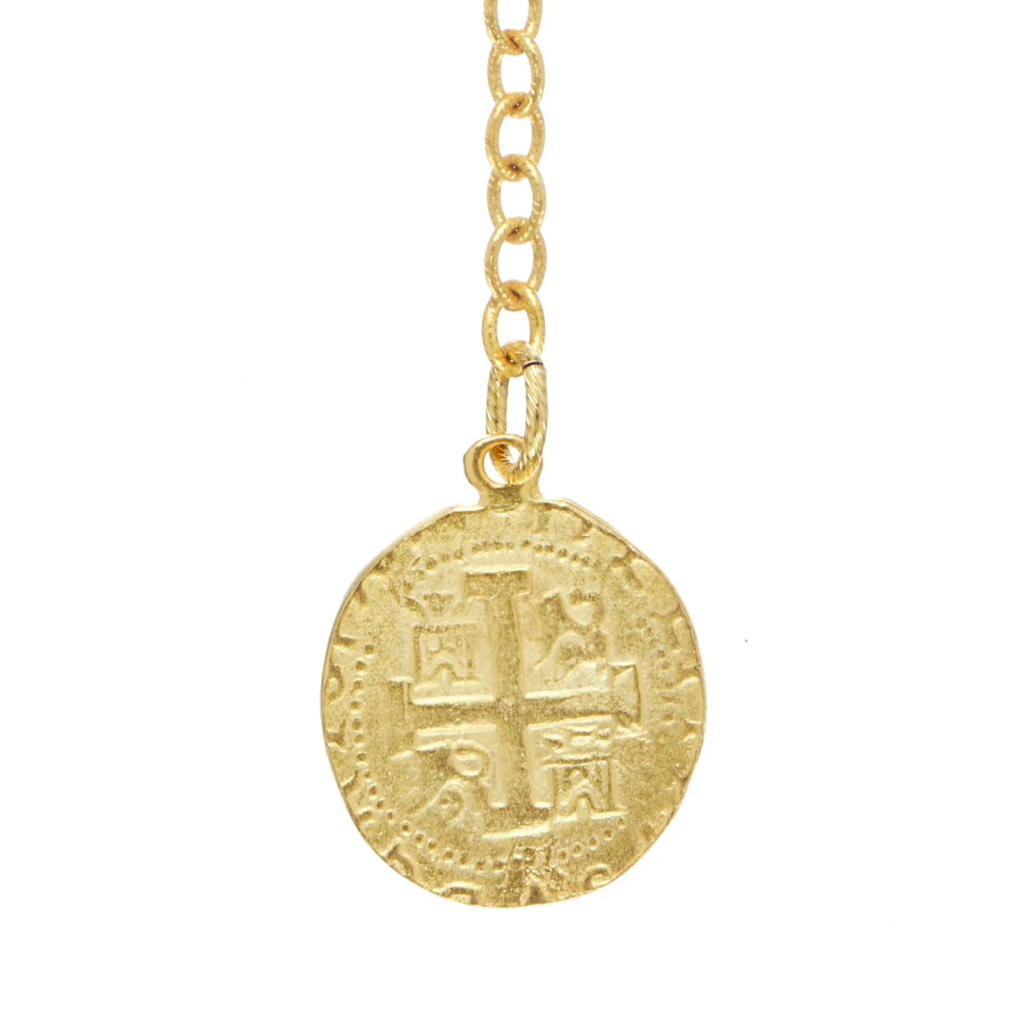Gold Lariat W/ Coint Pendant Necklace