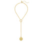 Gold Lariat W/ Coint Pendant Necklace