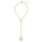 Gold Lariat Mother Of Pearl Pendant Necklace