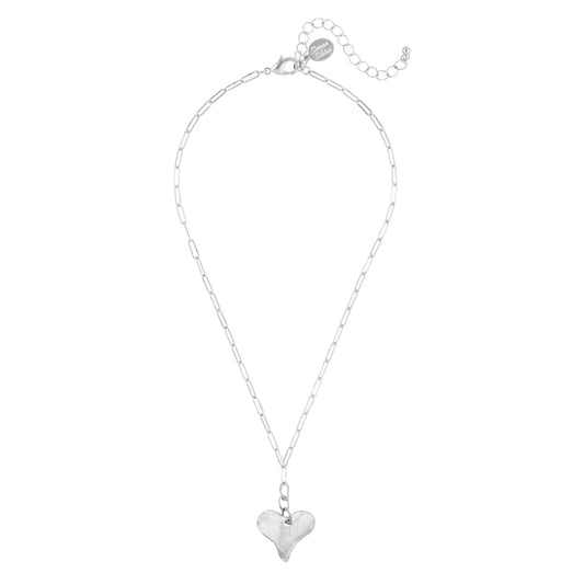 Silver Heart Paperclip Necklace