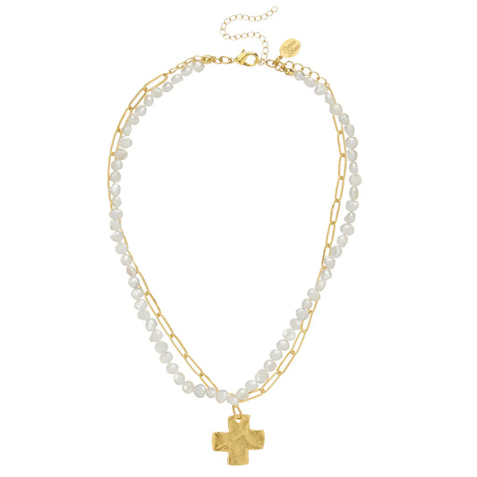 Piper Cross Paperclip Necklace