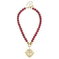 Cross Intaglio Stone Necklace - Red Coral