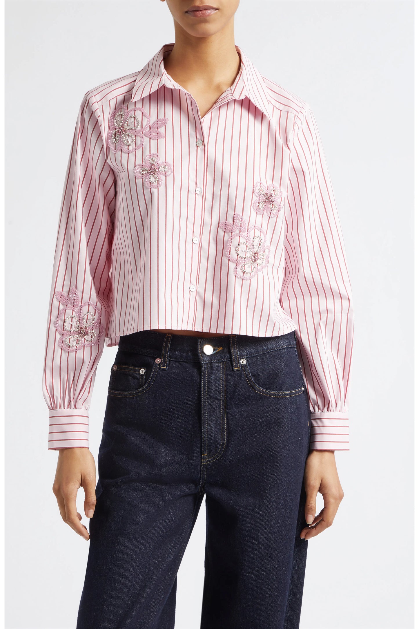Beaded Rose Stripe Selinda Top