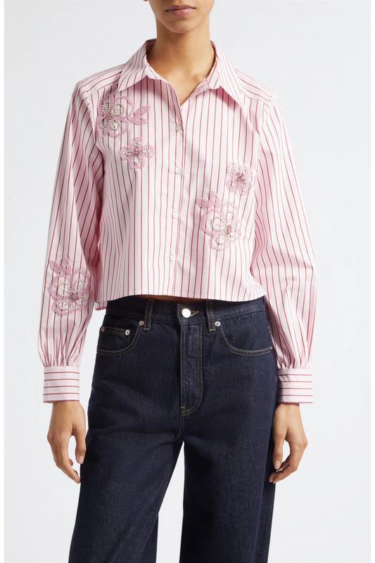 Beaded Rose Stripe Selinda Top