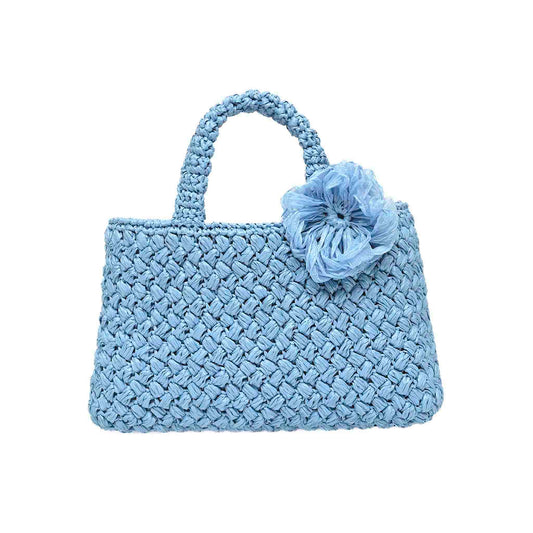 BABY BLUE POSITANO RAFFIA TOTE