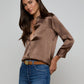 Dani Silk Sleeve Blouse - Brown