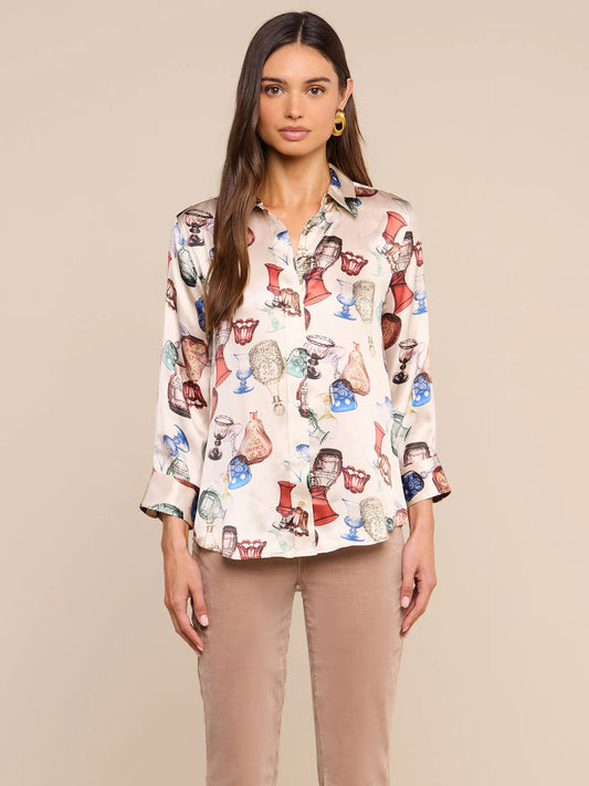 Dani 3/4 Silk Blouse - Glassware
