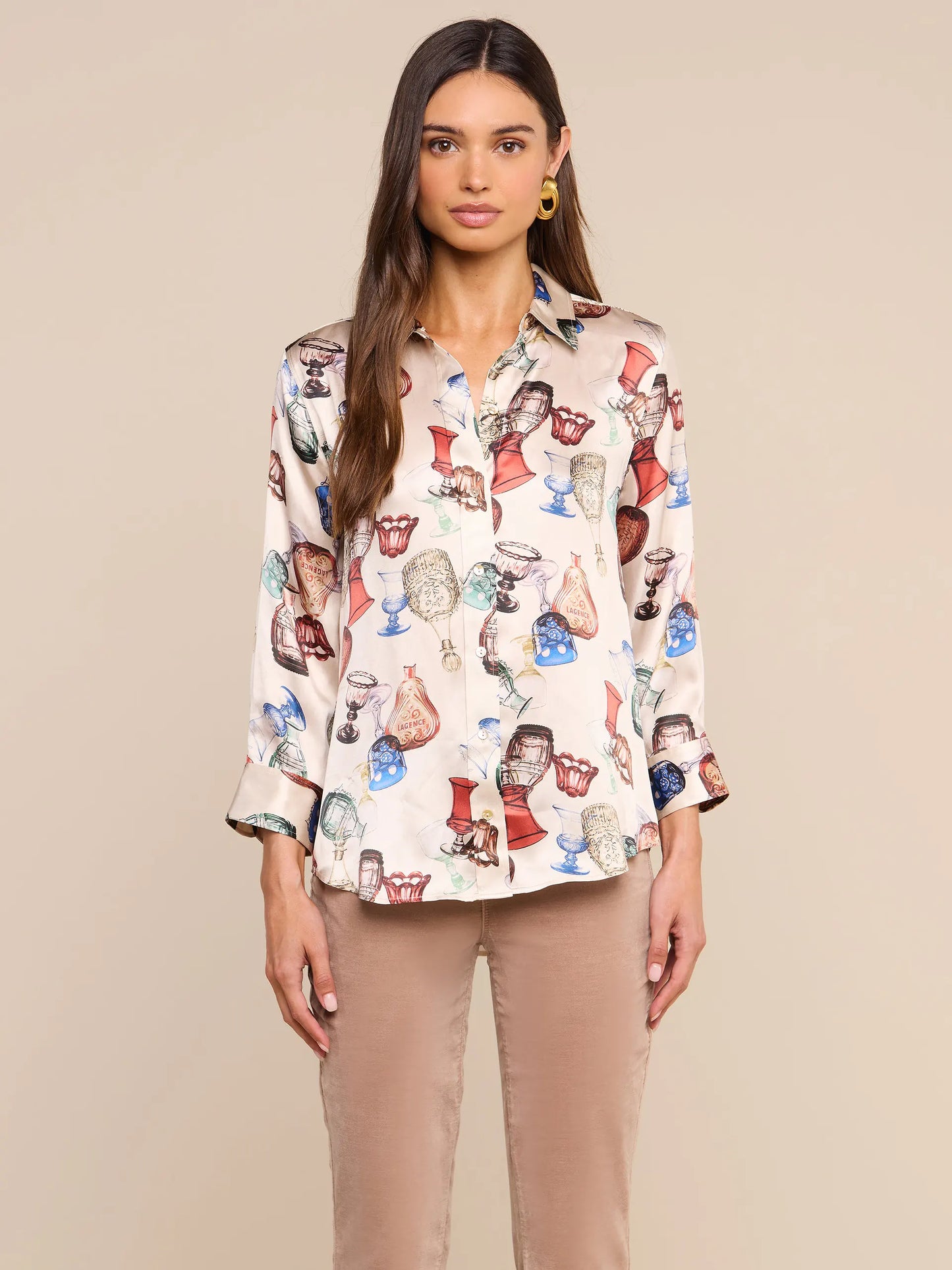Dani 3/4 Silk Blouse - Glassware