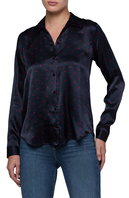 Midnight Sangria Dot Tyler Silk Blouse