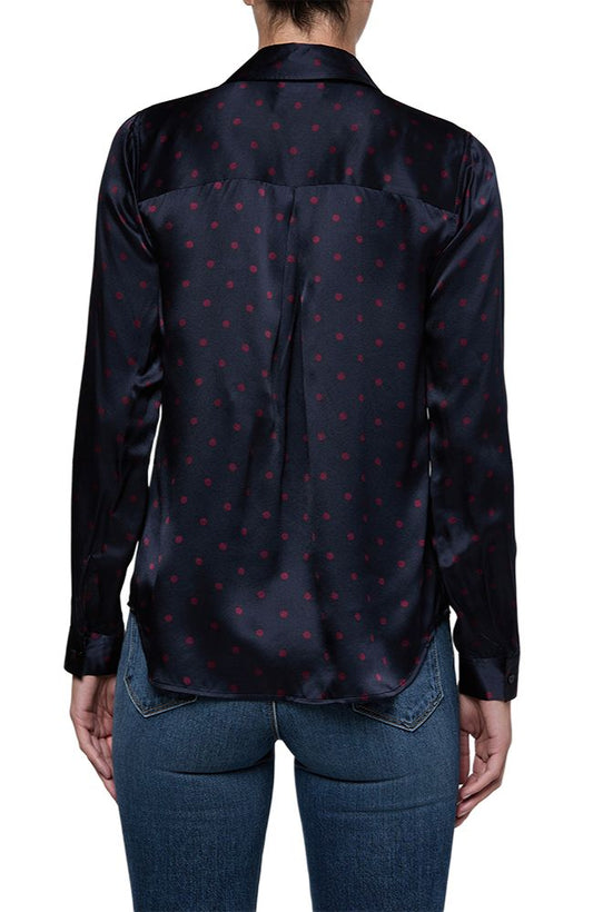 Midnight Sangria Dot Tyler Silk Blouse