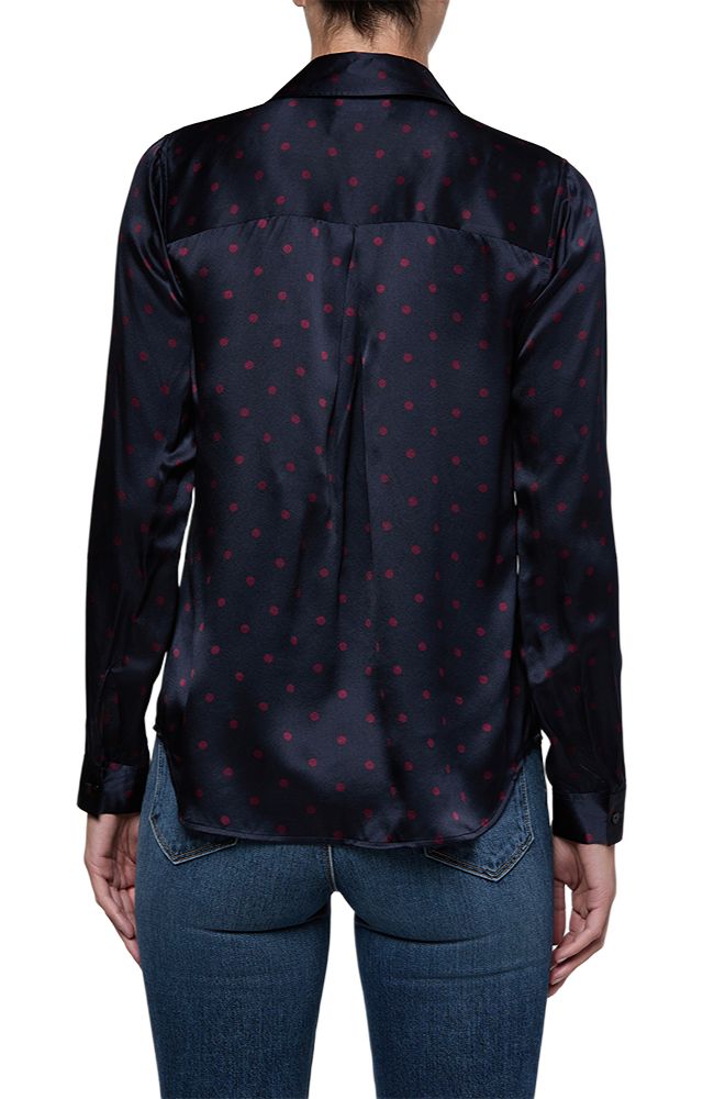 Midnight Sangria Dot Tyler Silk Blouse