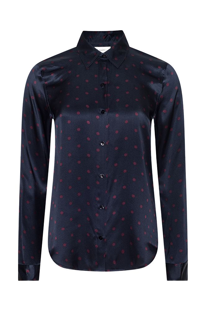 Midnight Sangria Dot Tyler Silk Blouse