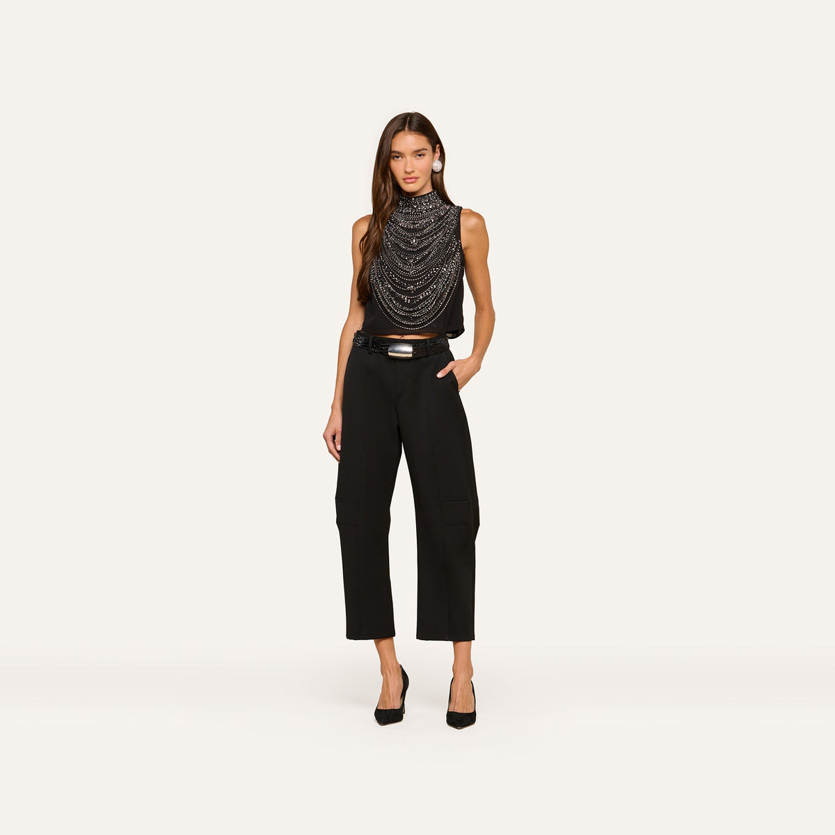 Black Crystal Yun Draped Tank