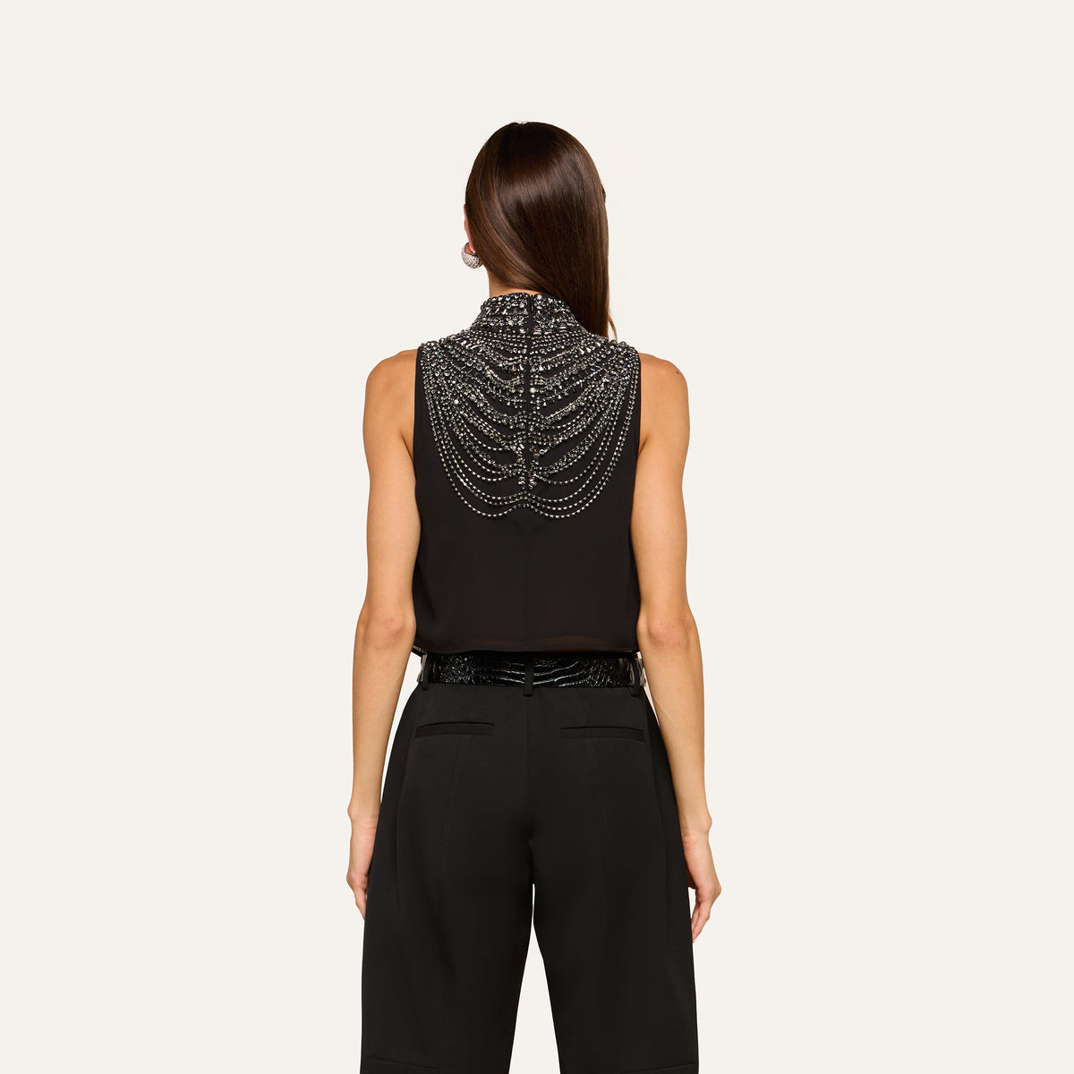 Black Crystal Yun Draped Tank