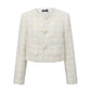 Ivory Cropped Collarless Boucle Jacket