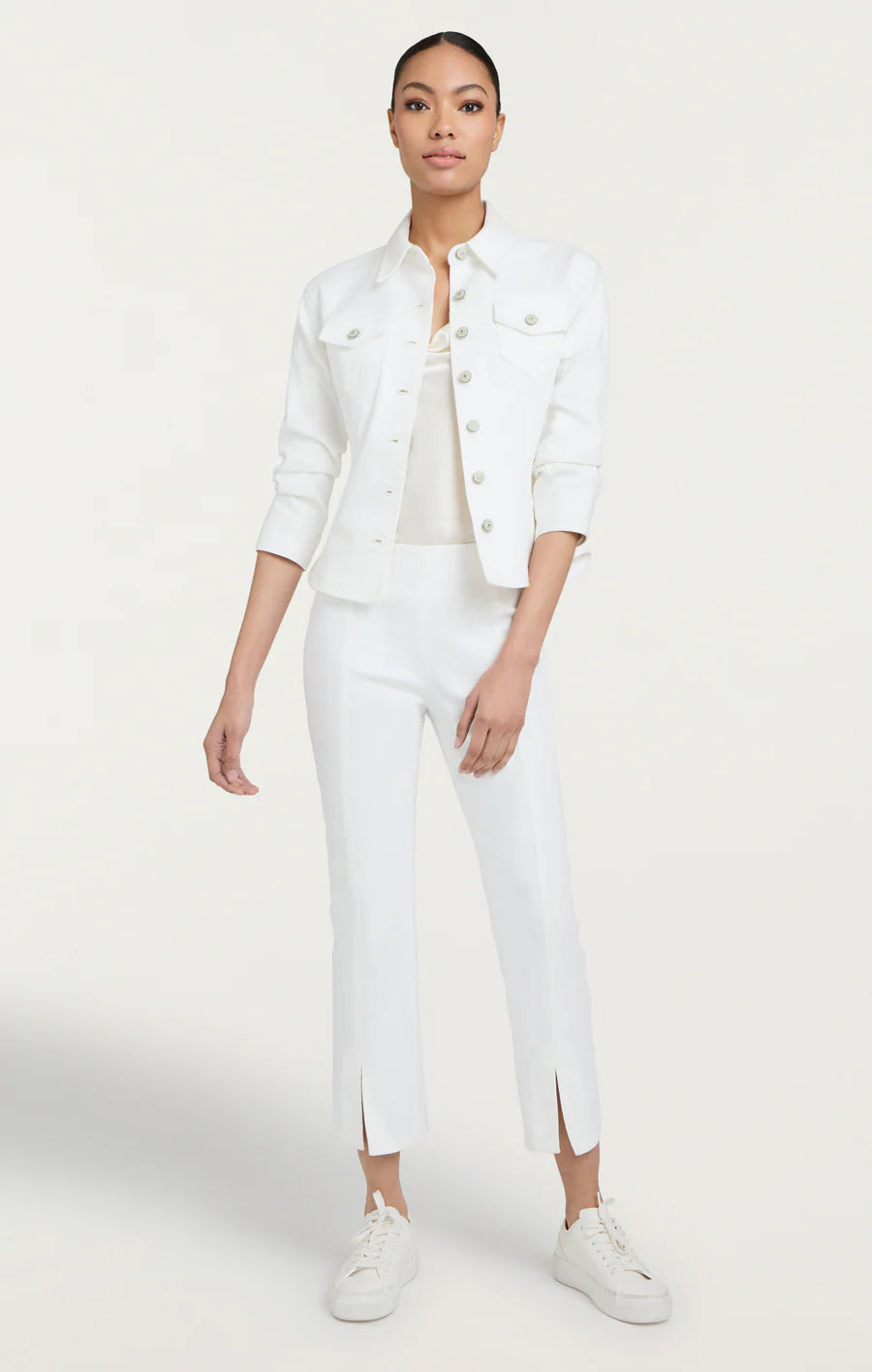 WHITE SCRUNCHED CANYON JEAN JACKET
