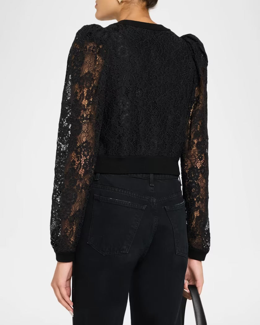 Black Kitty Lace Overlay Cardigan