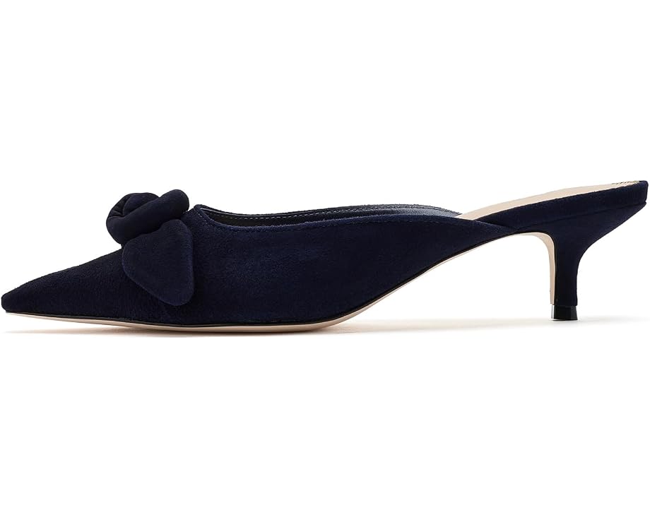Navy Layla Suede Kitten Heel Mule