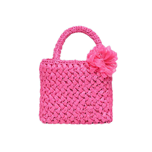 FUSCHIA AMALFI RAFFIA TOTE