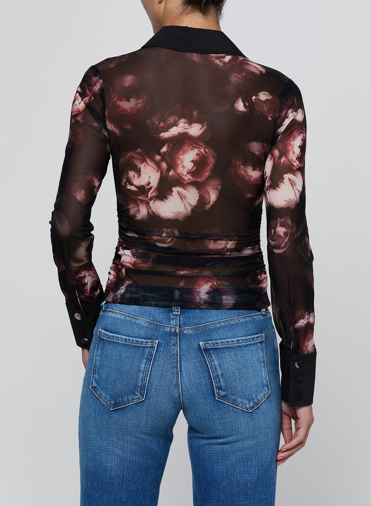 Black Rose Isola Mesh Button Up