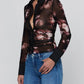Black Rose Isola Mesh Button Up