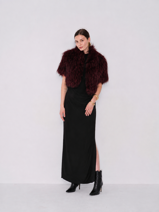 Garnet Knitted Fox Bolero