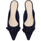Navy Layla Suede Kitten Heel Mule