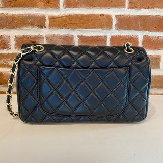 Chain Strap Quilted Leather Convertible Shoulder Bag Black