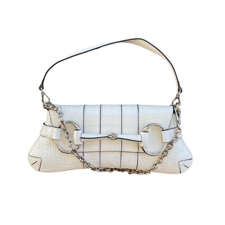 White Print Croc Shoulder Bag