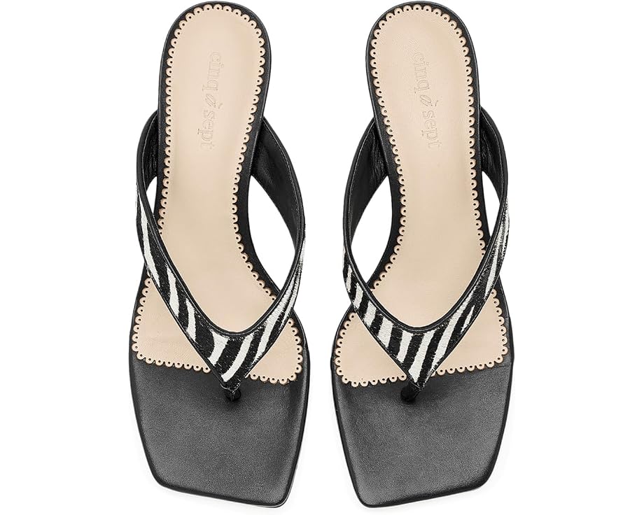 Black/Ivory Frankie Zebra Haircalf Kitten Heel Sandal