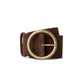 Genuine Suede Belt with Round Antique Buckle